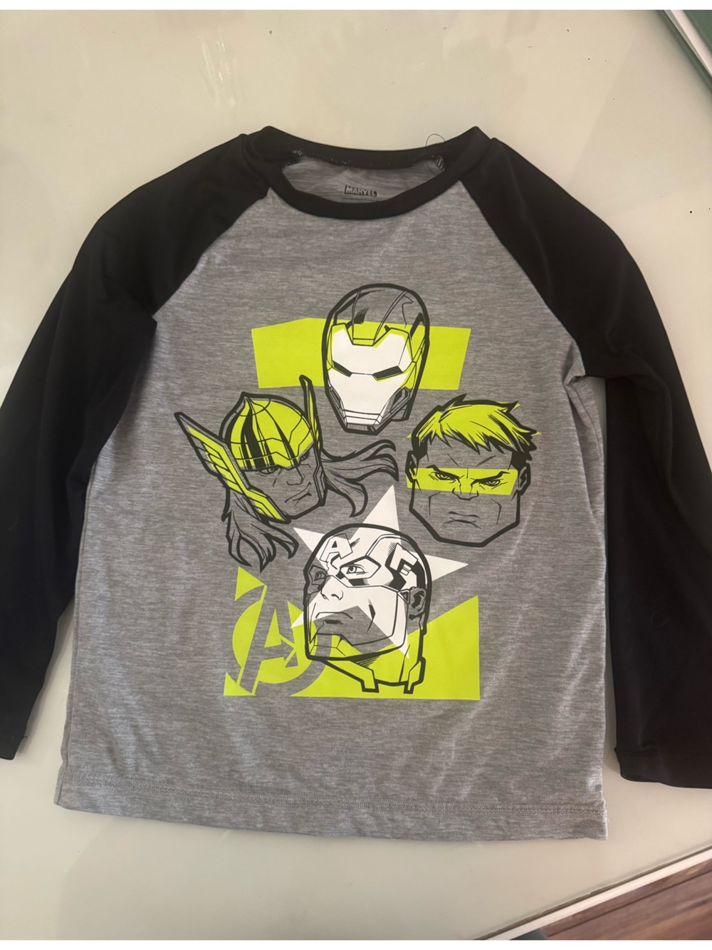 Marvel Kids Long-Sleeve Graphic Tee - Heather Gray & Neon Yellow